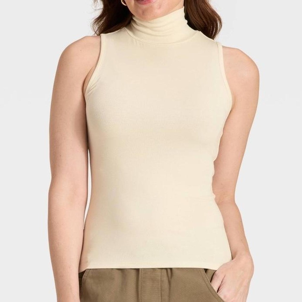 Universal Thread Cream Mock Neck Tank Top